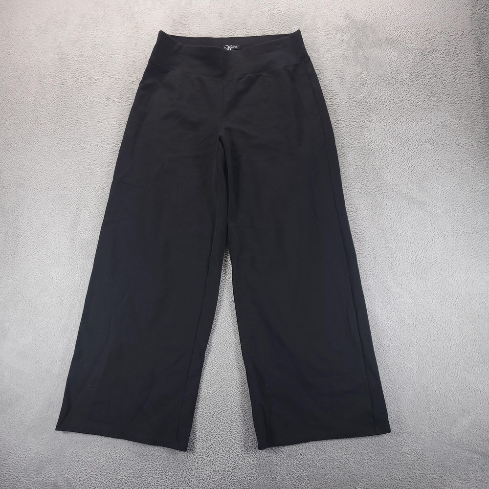 Eileen Fisher Pants Womens M Black Pima Cotton Stretch Jersey Wide Leg